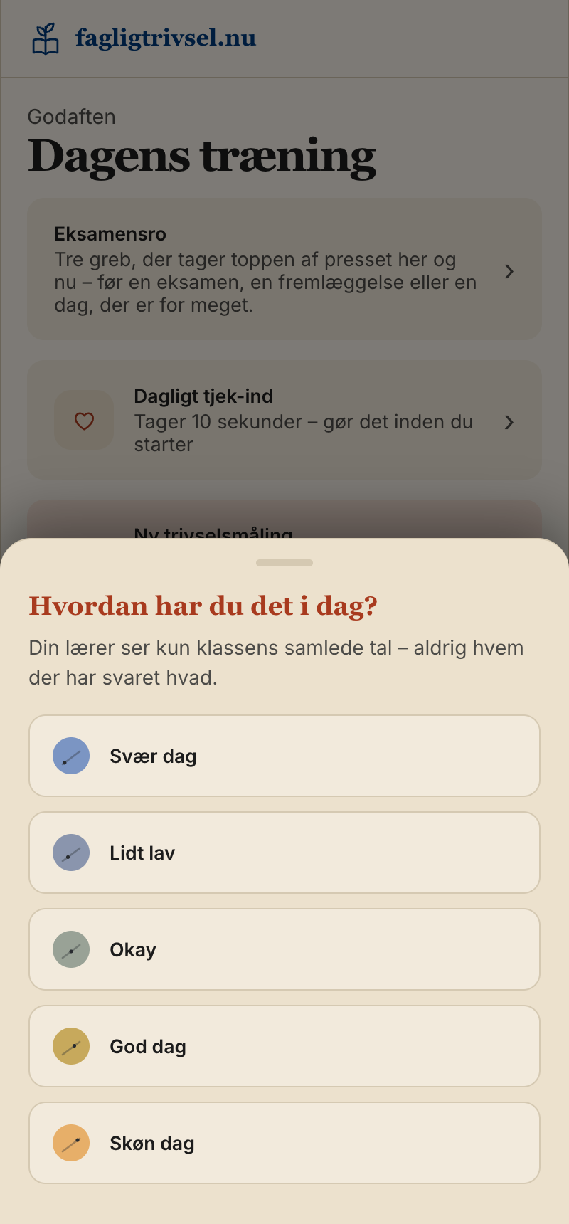 Dagens check-in – vælg hvordan du har det